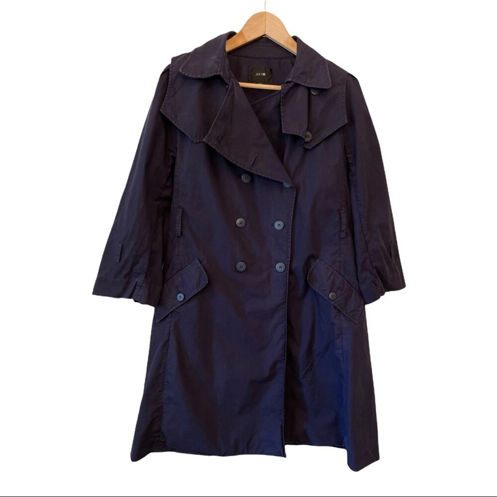 Joe’s Navy Blue Trench Coat Large Womens capsule minimalist preppy